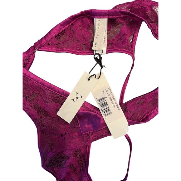 NWT Fleur De Mal Lace Panty MEDIUM Ouvert 'Magnolia In Vixen' Lingerie Sexy - Picture 3 of 6